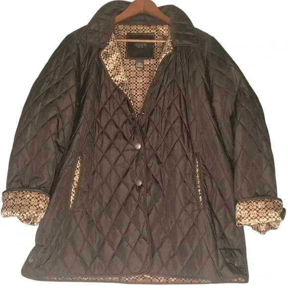 Coach Brown Diamond Quilted with Signature C Lining Jacket - Picture 8 of 12